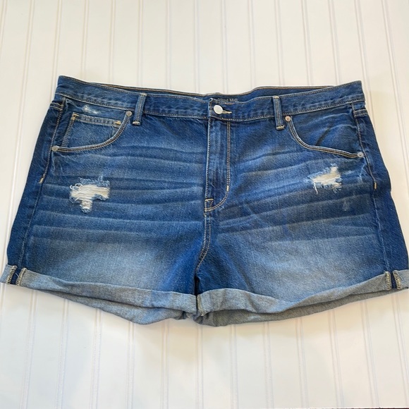 Mossimo Supply Co. Pants - Mossimo Blue Boyfriend Midi Distressed Denim Jean Shorts Size 18/34